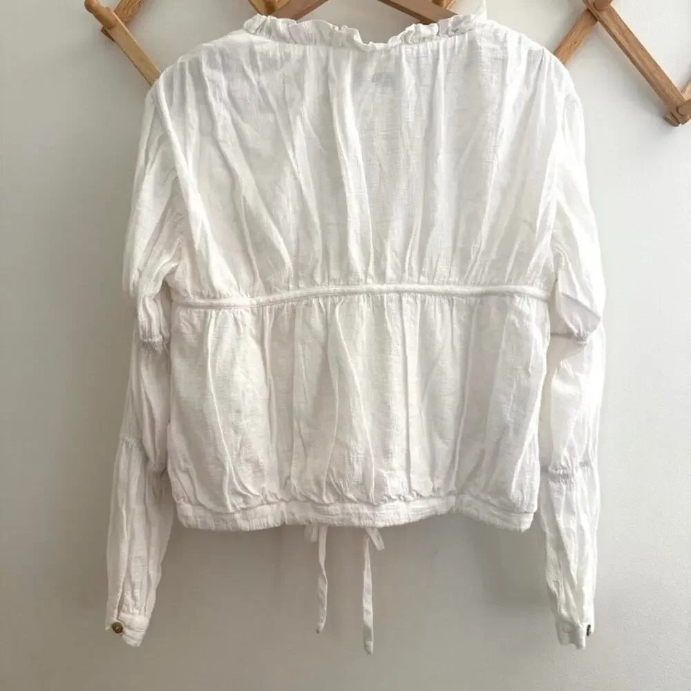 Vintage inspired white cotton peasant top cottagecore boho romantic